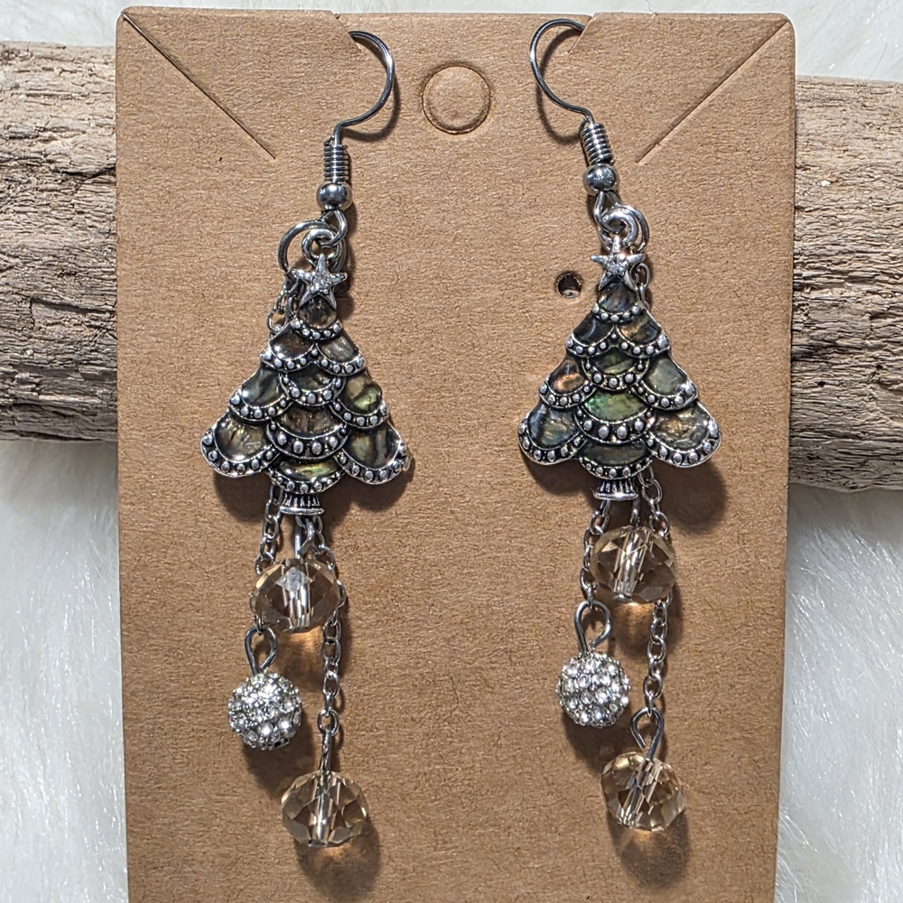 Chic Silver and Green Dangle Earrings